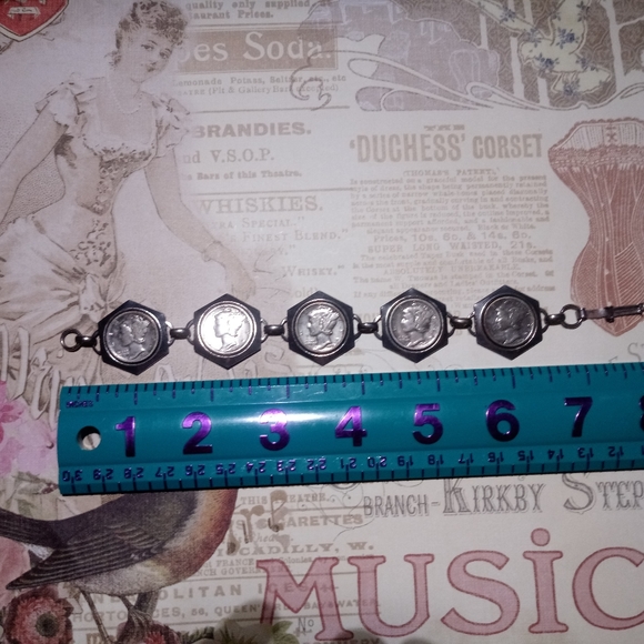 RARE ✨Vintage Liberty Mercury Head Dime Bracelet - Picture 4 of 7